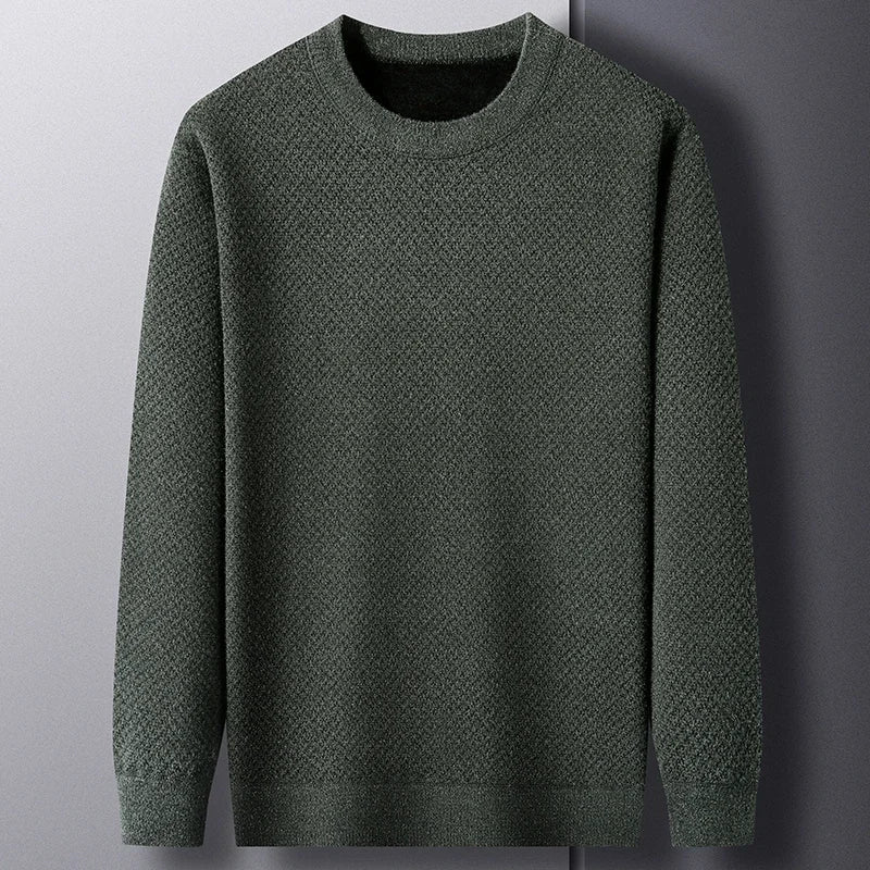Men's textured knit pullover sweater. A cozy, long sleeve top for versatile fall and winter fashion.