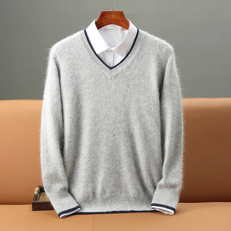 Men's cozy V-neck sweater, perfect for effortless style & everyday comfort.