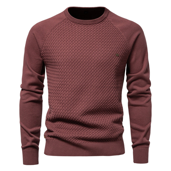 Stylish men's pullover sweater with comfortable waffle knit texture.