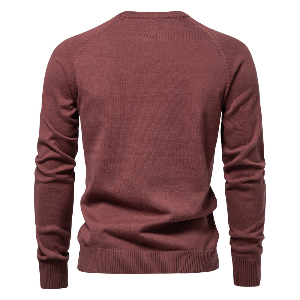 Long sleeve men's waffle knit, crewneck design for casual comfort.