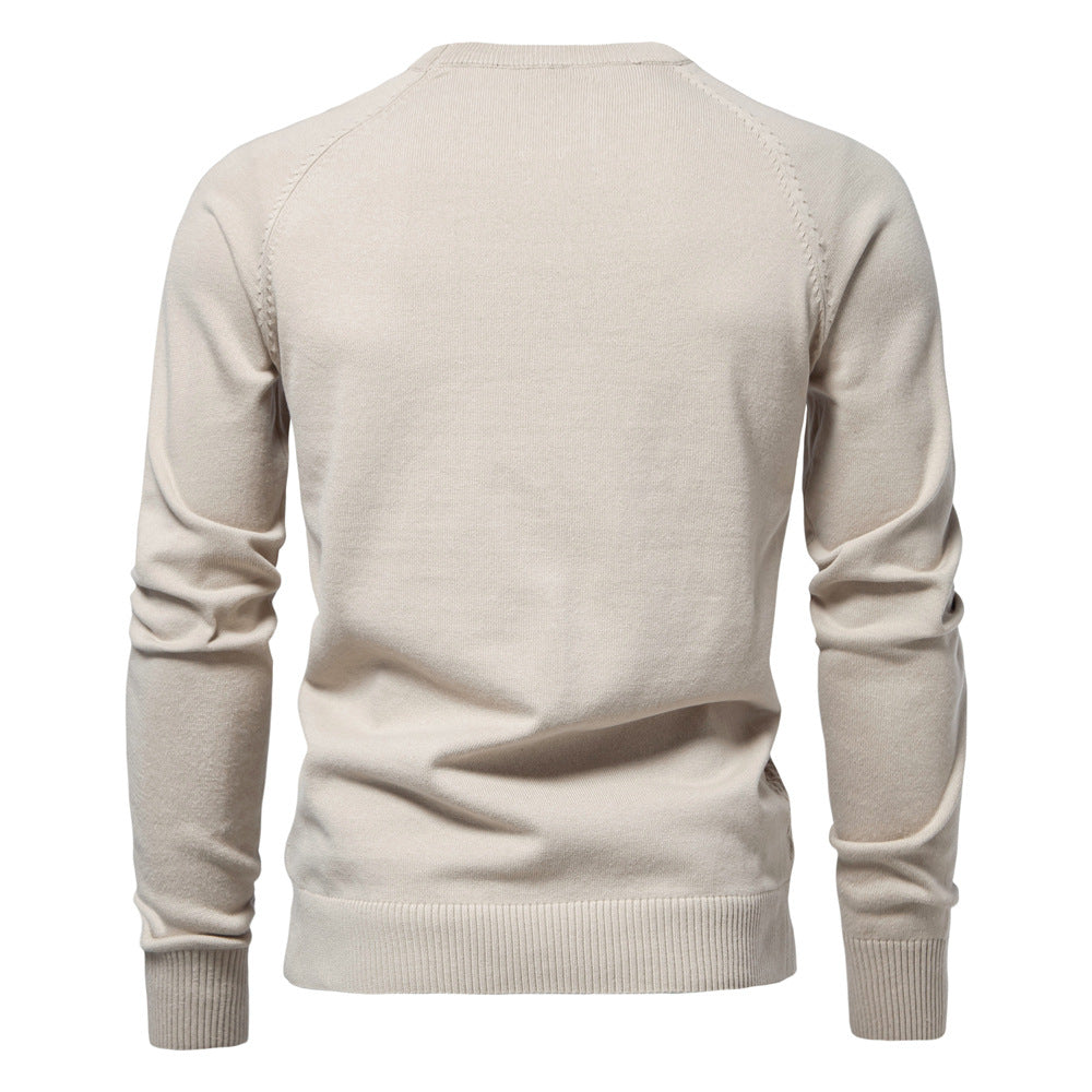 Comfortable men's crewneck waffle knit pullover, great for casual fashion.