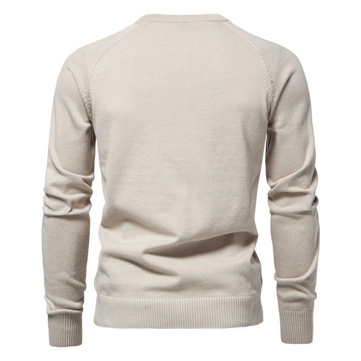 Comfortable men's crewneck waffle knit pullover, great for casual fashion.