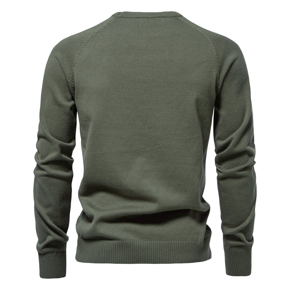 Cozy men's waffle knit crewneck, an essential for mens fashion.