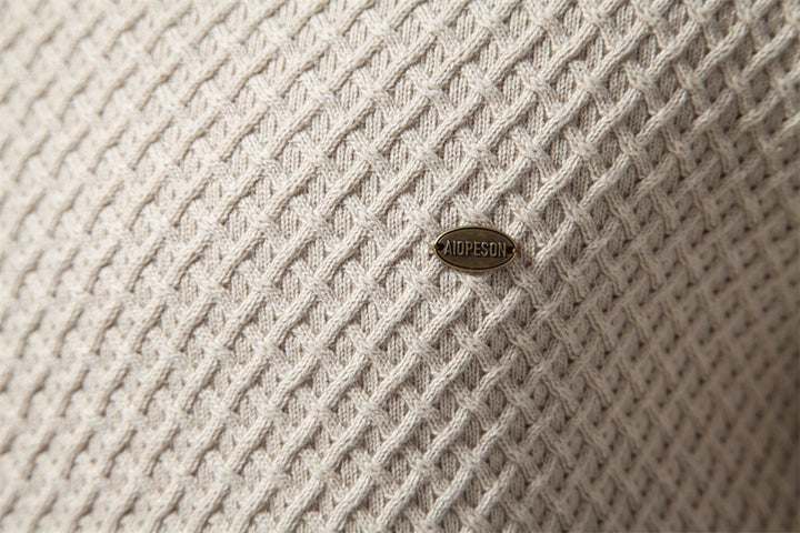 Stylish men's waffle knit pullover, versatile for any casual occasion.