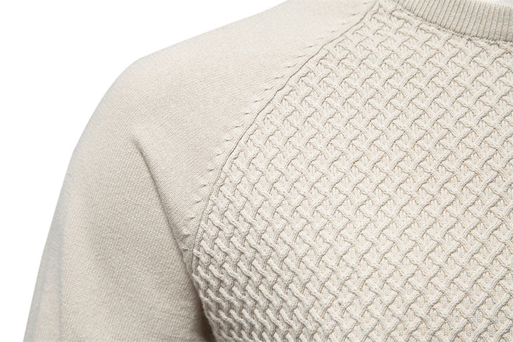 Men's comfortable waffle knit sweater, crewneck long sleeve for ultimate comfort.