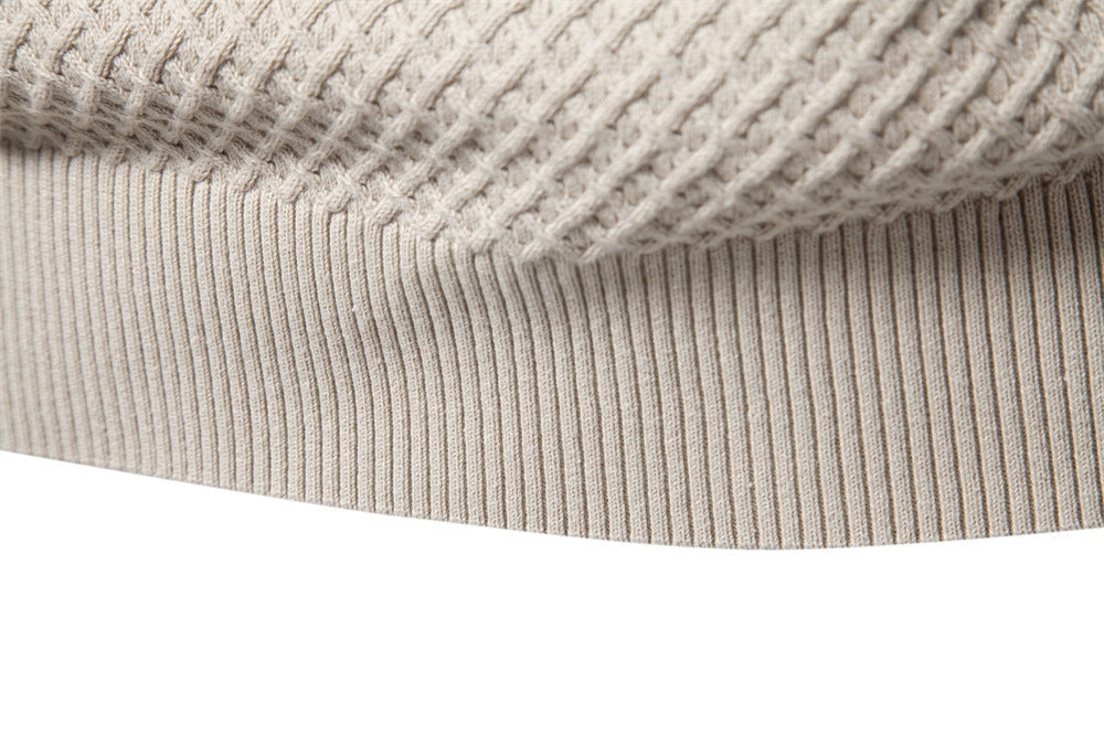 Versatile men's waffle knit sweater, crewneck for effortless style & comfort.