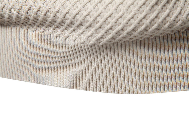 Versatile men's waffle knit sweater, crewneck for effortless style & comfort.