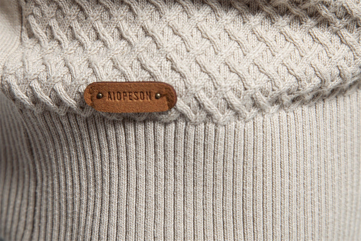 Stylish men's waffle knit sweater, comfortable pullover for daily wear.
