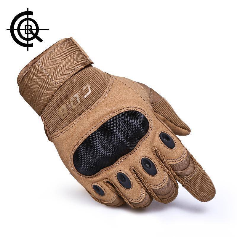 CQB men's full finger gloves, black, showcasing knuckle protection for cycling and survival