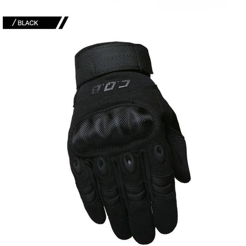 Side view of CQB tactical gloves, highlighting reinforced knuckle protection and full finger design