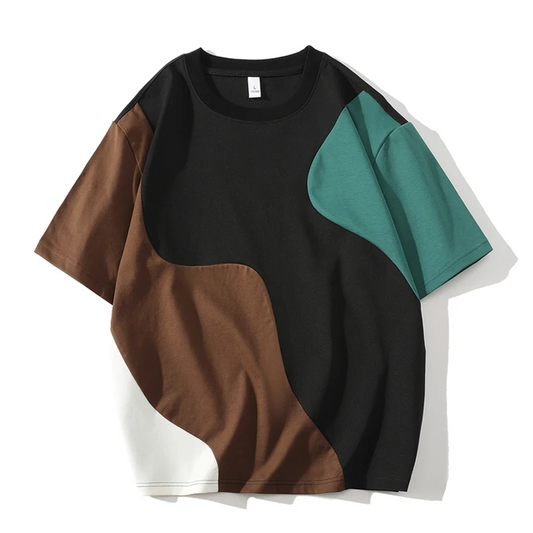 Men's Crossover Panel Tee with an oversized fit and drop shoulder, perfect for modern streetwear style.