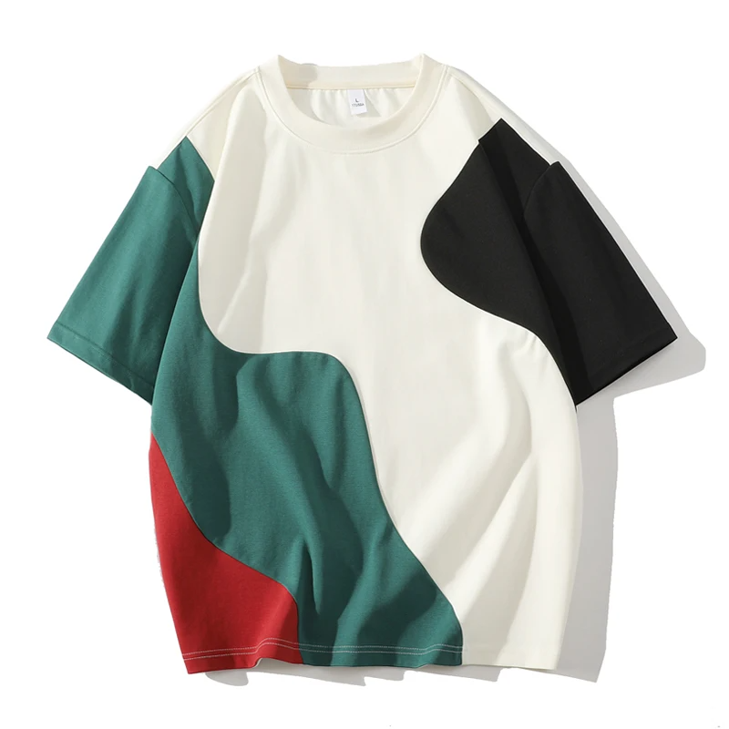 Stylish men's streetwear tee featuring a unique crossover panel design & comfortable oversized fit.
