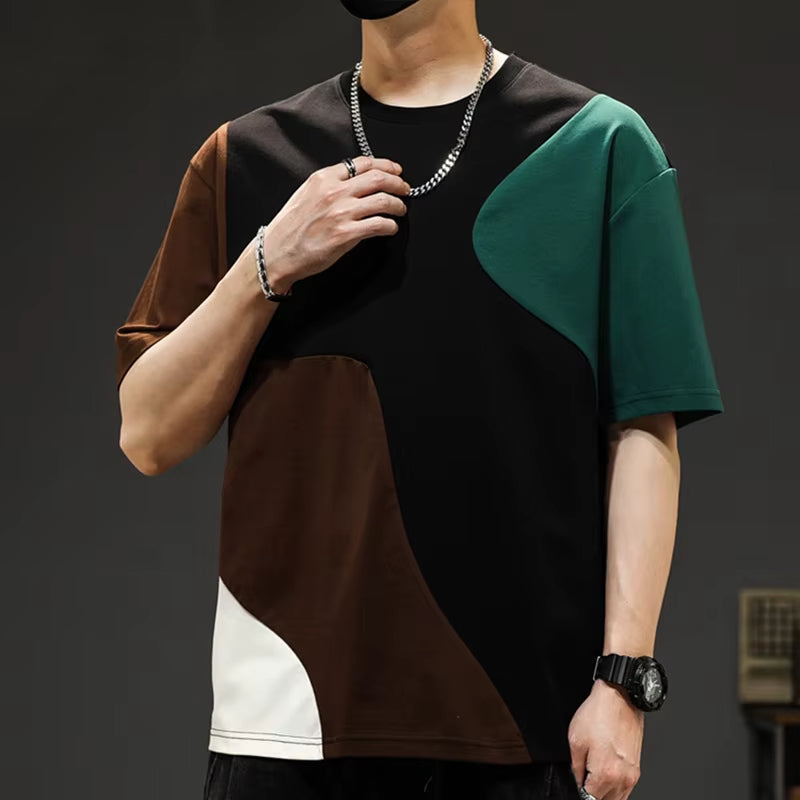 Modern men's Crossover Panel Tee, oversized fit, drop shoulder detail, a key piece for streetwear.