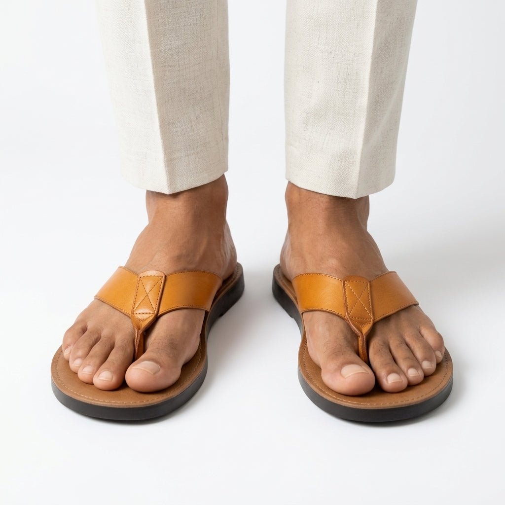 Men's cushioned toe post sandals, perfect for all-day comfort and casual summer wear. Essential minimalist footwear.