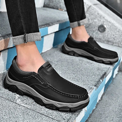 Black Men's Dakota classic slip-on loafers, offering rugged style, durability, and comfort for men's wear.