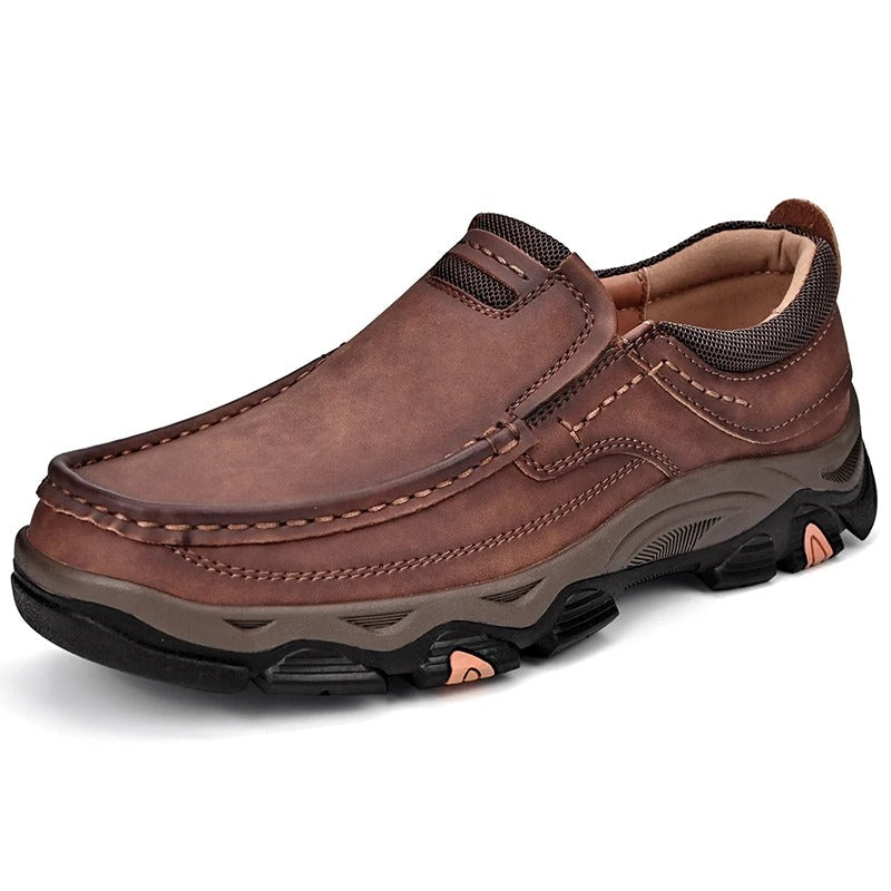 Detailed stitching on Men's Dakota slip-on loafers, showing quality, durability, and classic casual design.