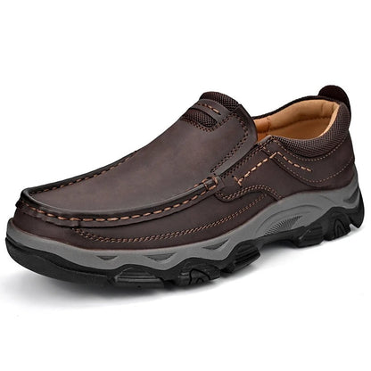 Pair of Men's Dakota casual slip-on loafers in brown, ready for comfortable, durable everyday wear.