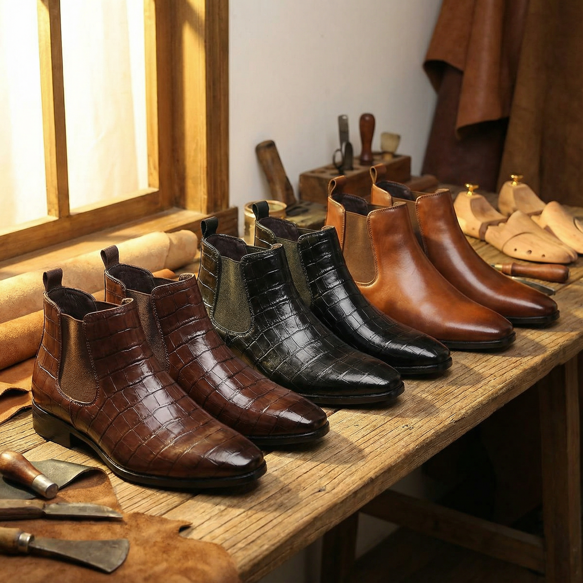 Handcrafted genuine leather men's Chelsea boots, built for durability and timeless urban style.