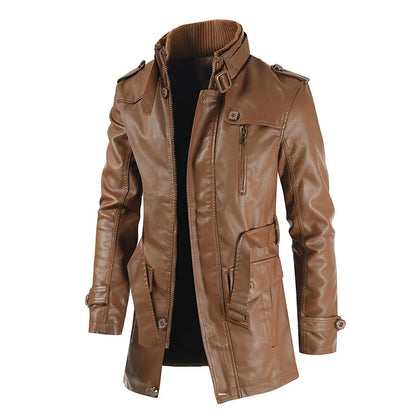 Men's Dexter Classic all-season jacket in coffee brown, versatile outerwear with stand-up collar.