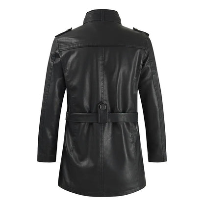Men's Dexter Classic jacket, all-season versatility in coffee brown, featuring a stand-up collar & belt.