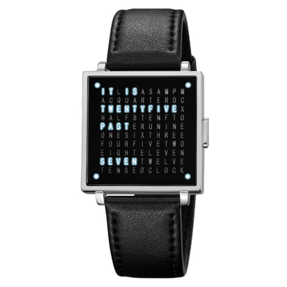 Water-resistant men's digital LED watch with a minimalist square face & durable leather strap.