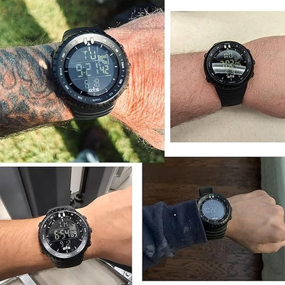 Waterproof men's digital sports watch, ideal outdoor gear for tracking fitness & adventures.