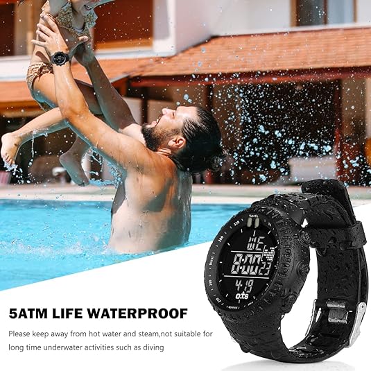 Men's waterproof digital sports watch, durable tactical timepiece, perfect for any outdoor adventure.