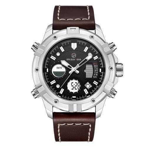 Men's Digital Quartz Watch, waterproof, tactical design, black, essential mens accessory