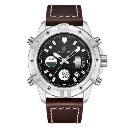 Men's Digital Quartz Watch, waterproof, tactical design, black, essential mens accessory