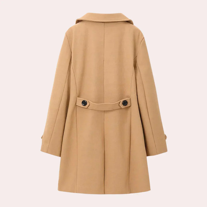 Elegant men's double-breasted overcoat, perfectly tailored for a sharp, classic year-round style.