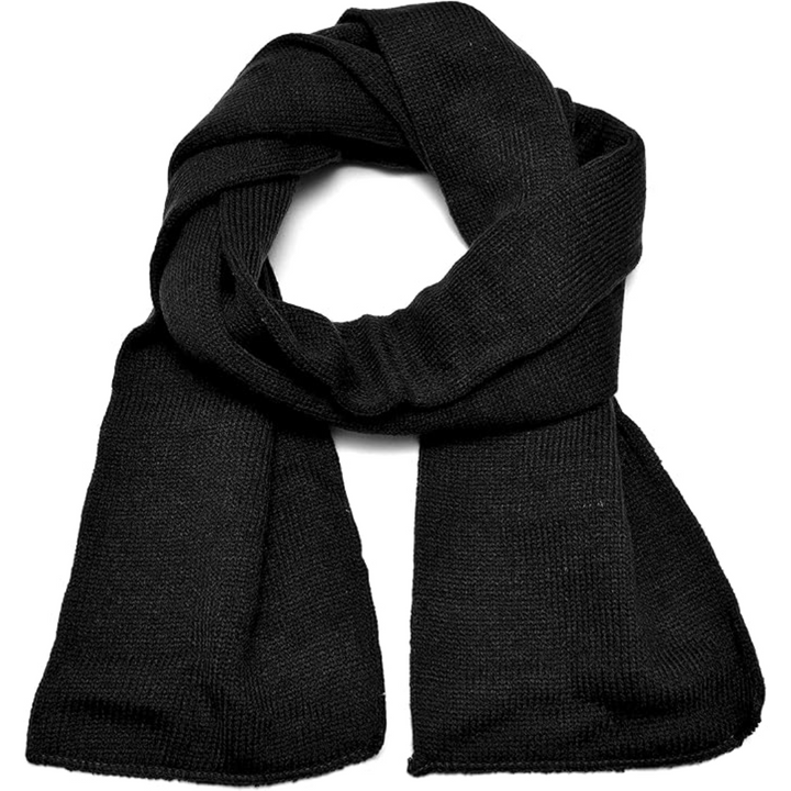 Chic men's winter scarf, double layer knit, essential cold weather fashion accessory.