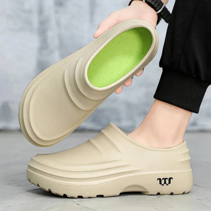 Men's comfortable Douglas slip-on clogs with a chunky, impact-absorbing sole.