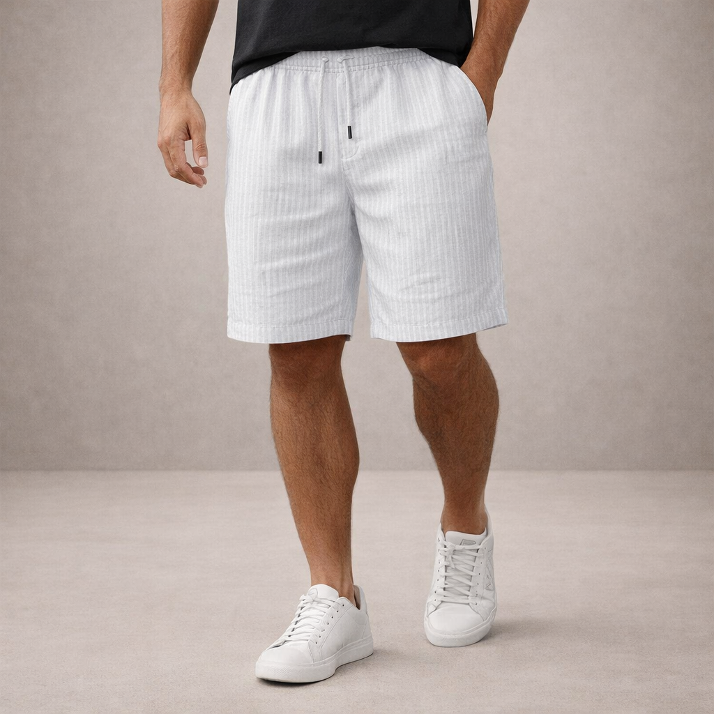 Men's drawstring summer shorts, relaxed fit, knee-length for warm weather comfort & casual style.
