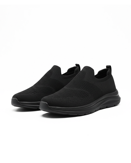 Men's DriftWalk knit slip-on walking shoes in grey, lightweight & breathable for comfort.