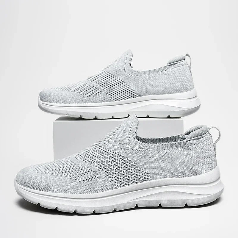 Ergonomic men's DriftWalk knit slip-on walking shoes, breathable & lightweight for daily comfort.