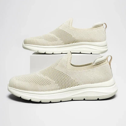 Black men's DriftWalk knit slip-on walking shoes, comfortable, lightweight & easy to wear.