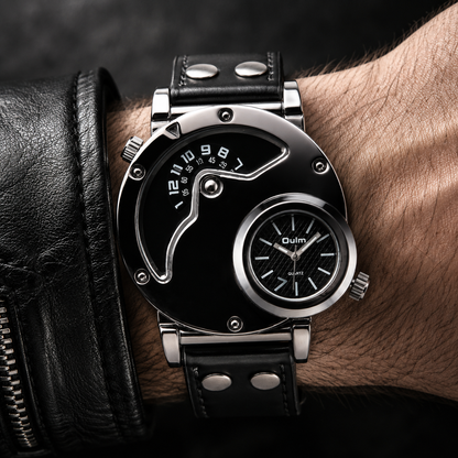 Men's dual time sport watch with a comfortable strap, ideal for travel and everyday use.