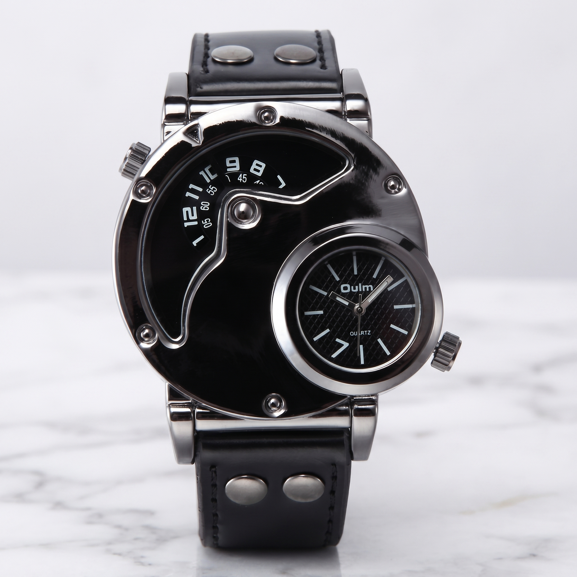 Brown men's dual time sport watch, comfortable and stylish, great for daily wear or travel.