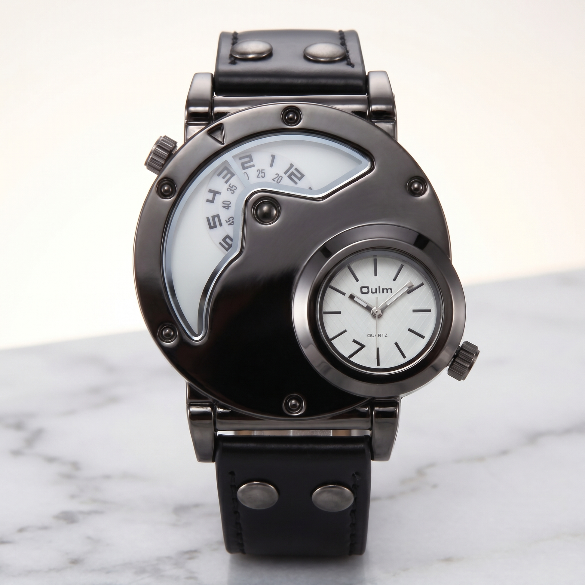 Lightweight men's dual time sport watch, comfortable for active lifestyles and travel.