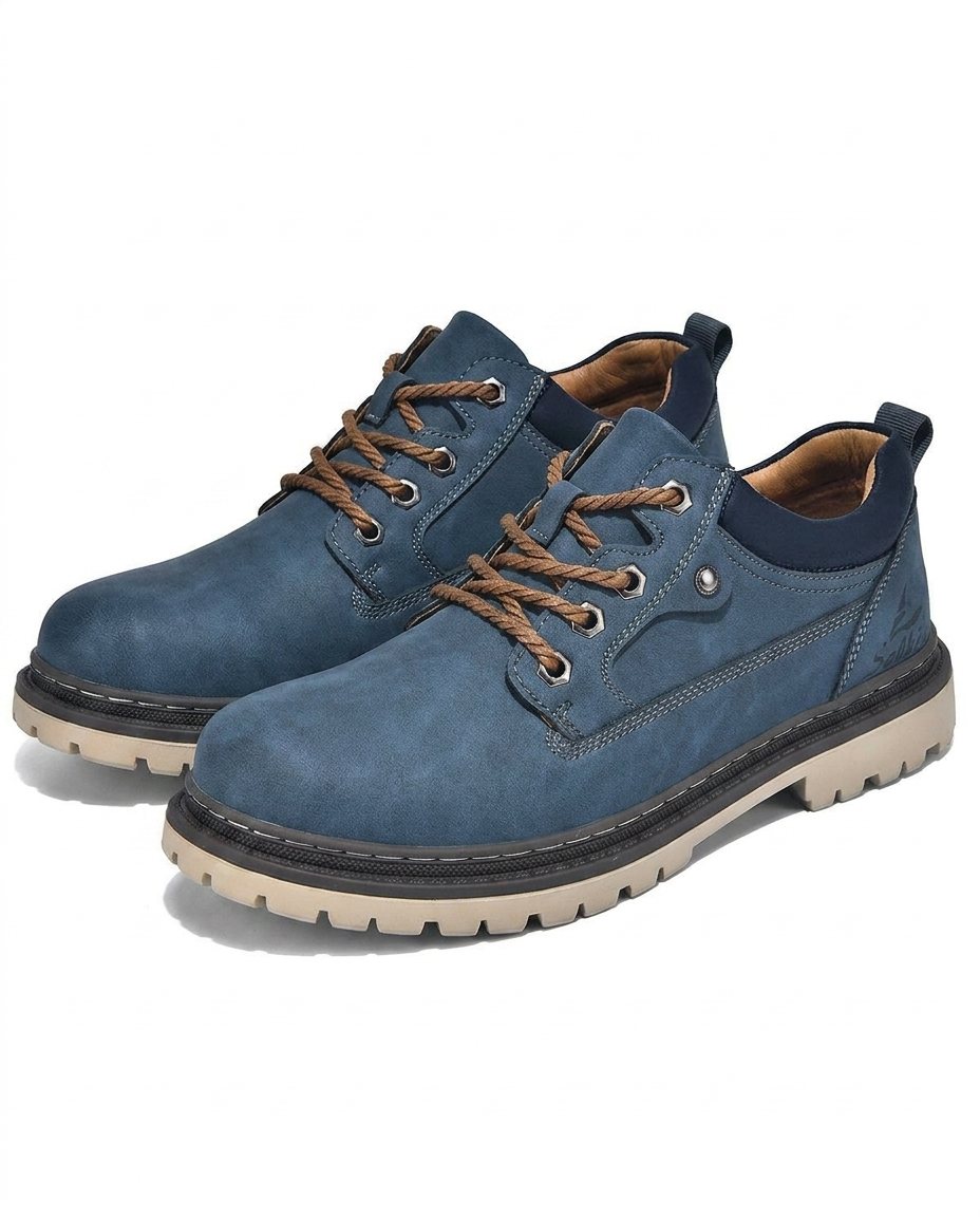 Durable men's brown leather work boots with non-slip sole, ideal for demanding outdoor jobs.