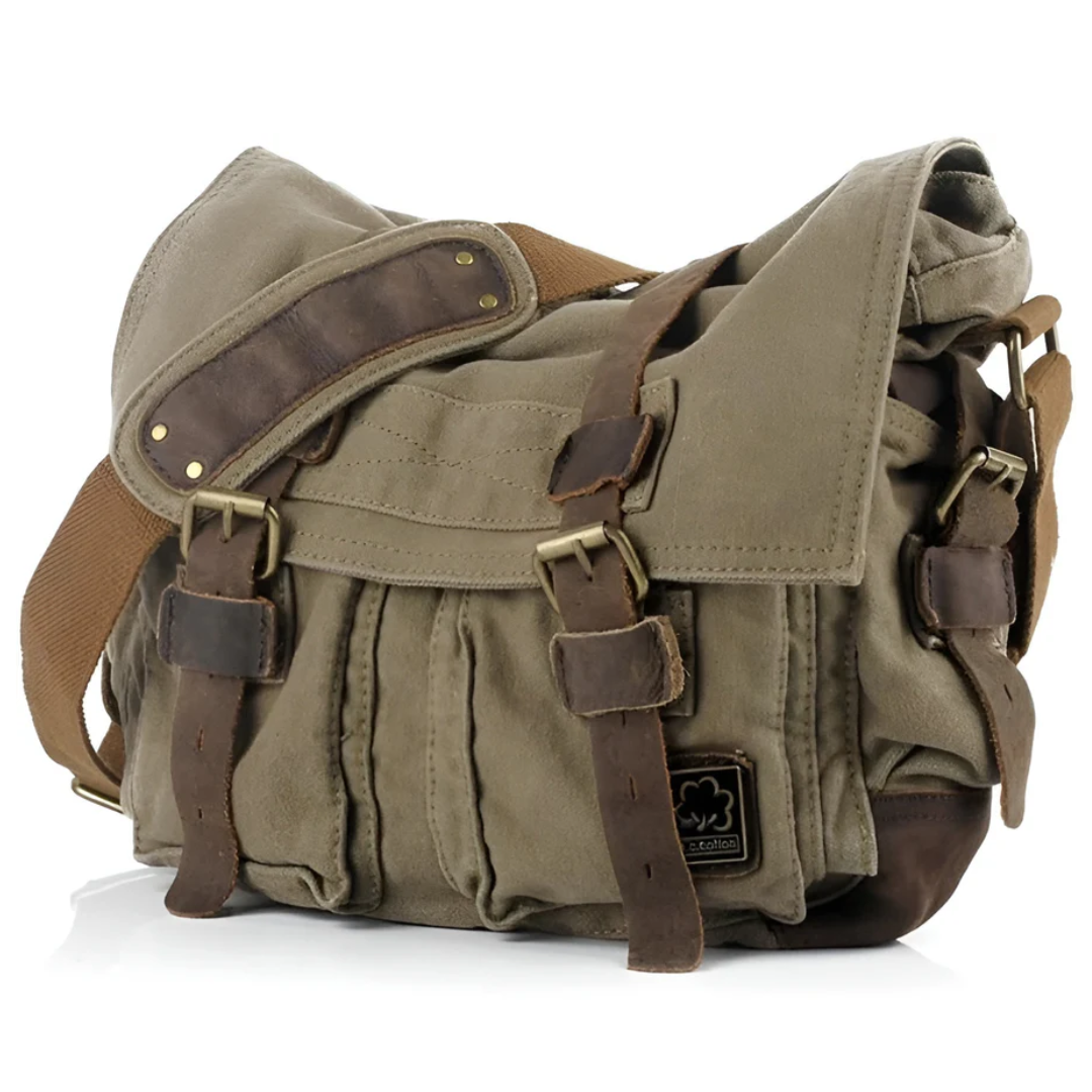 Men's durable canvas crossbody messenger bag for daily carry, urban adventures & travel essentials.