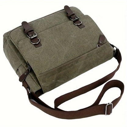 Versatile men's canvas cross-body bag. Durable messenger satchel for travel, work, & daily carry.