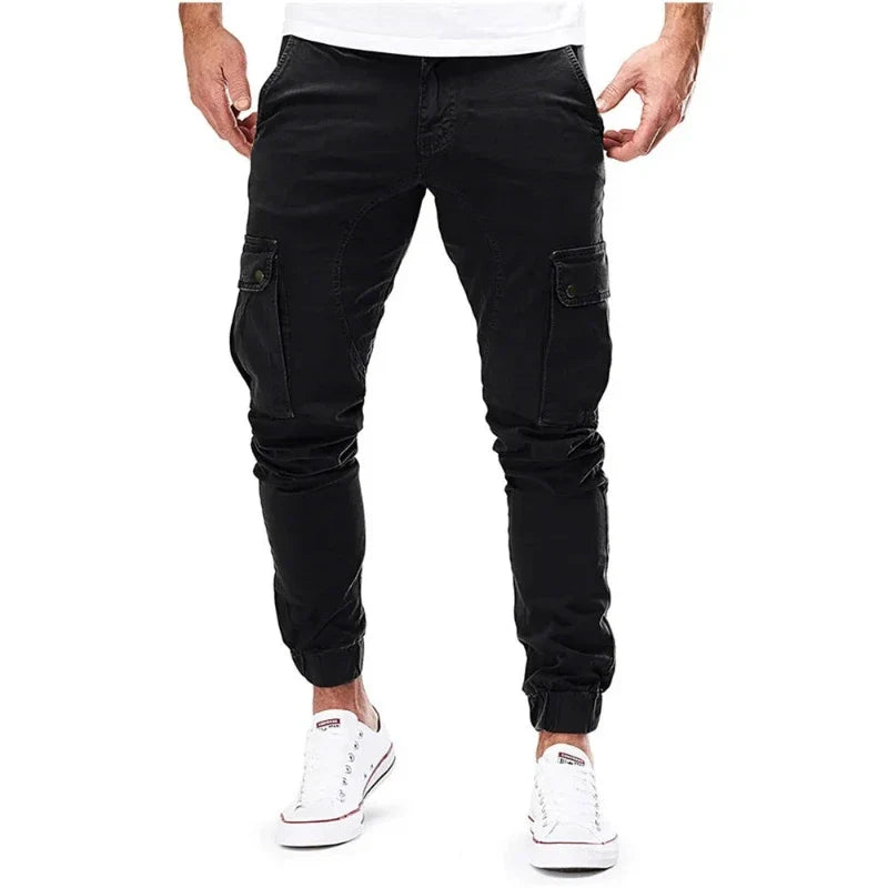 Versatile men's utility cargo pants, durable for modern streetwear and casual outfits, with tactical pockets.