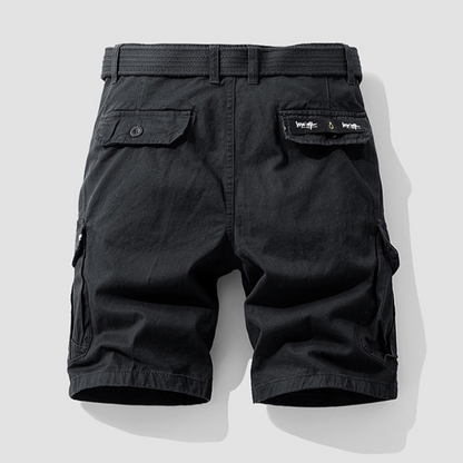 Assorted colors of men's durable cargo shorts, versatile for adventure, travel, and casual everyday wear.