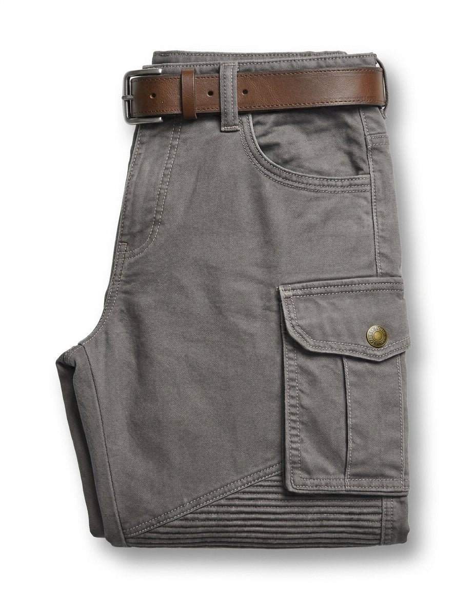 Khaki men's field cargo pants, practical and durable for outdoor work, utility, and casual style.