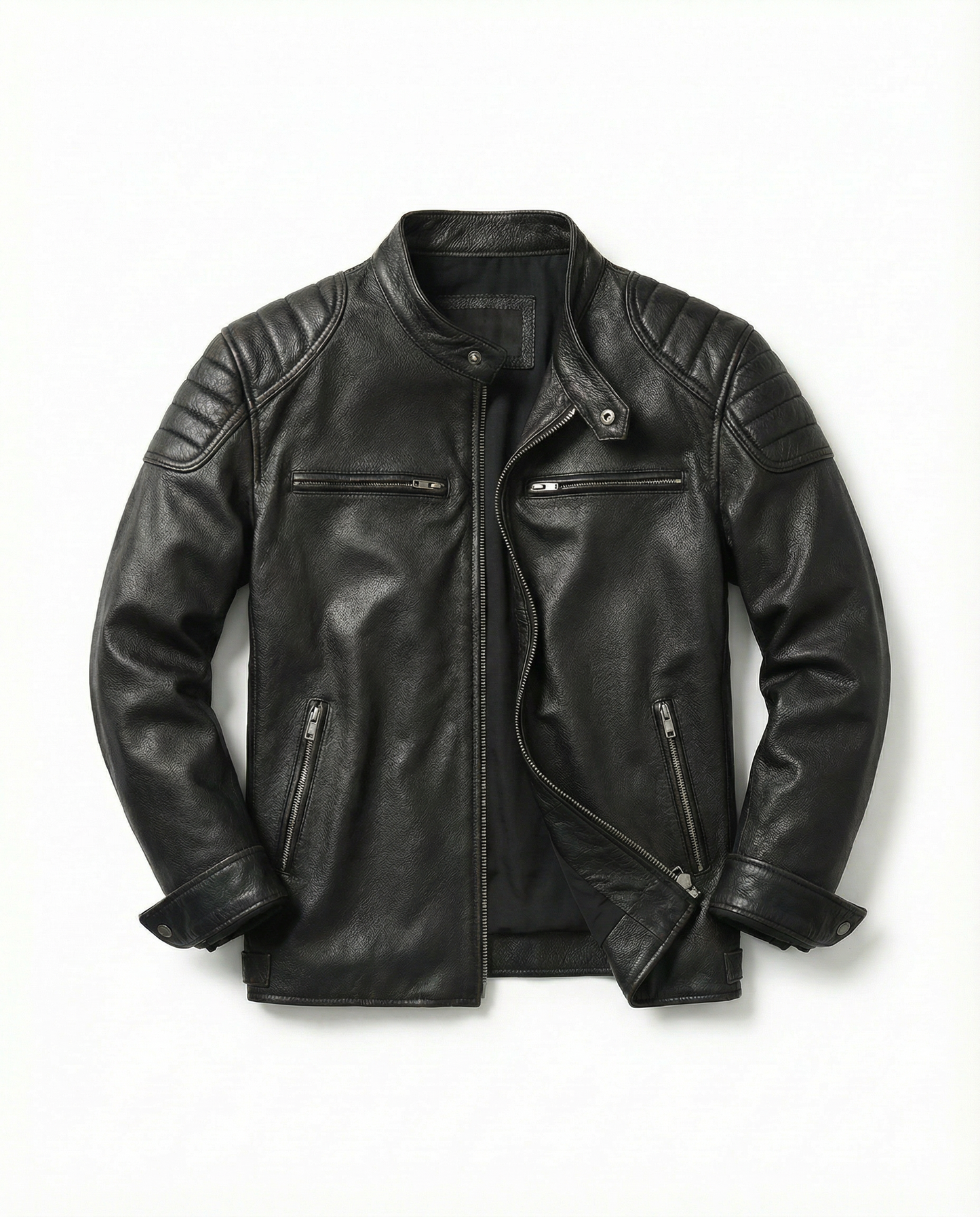 Stylish men's full-grain leather jacket, durable and classic, an essential for everyday wear.
