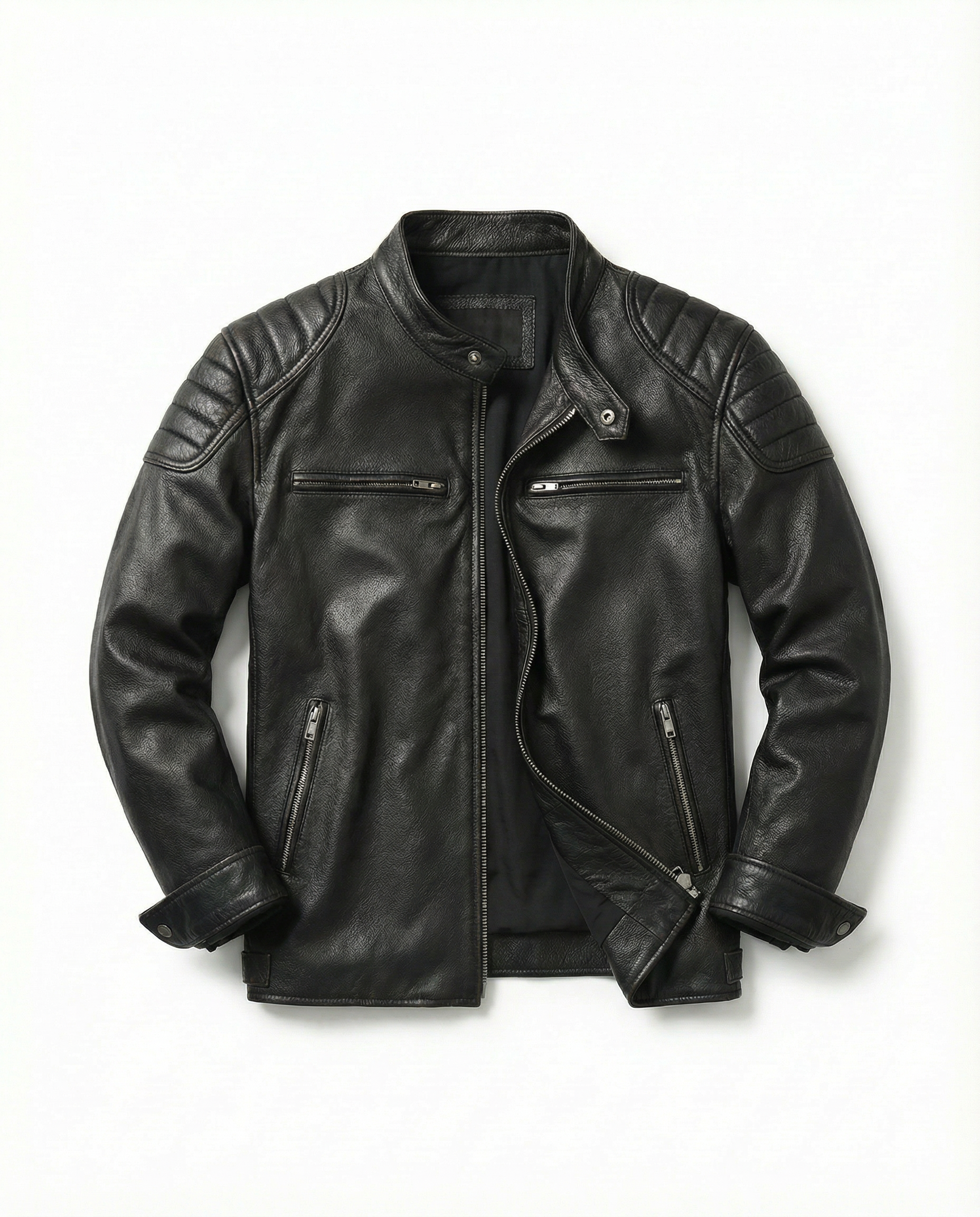 Stylish men's full-grain leather jacket, durable and classic, an essential for everyday wear.