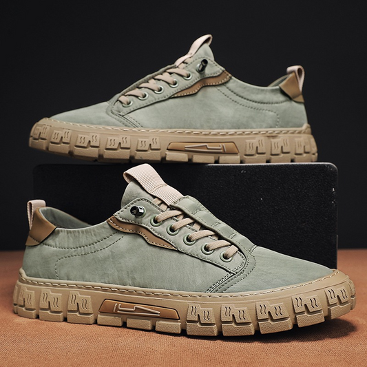 Men's durable green everyday sneakers, comfortable for walking, versatile casual footwear.