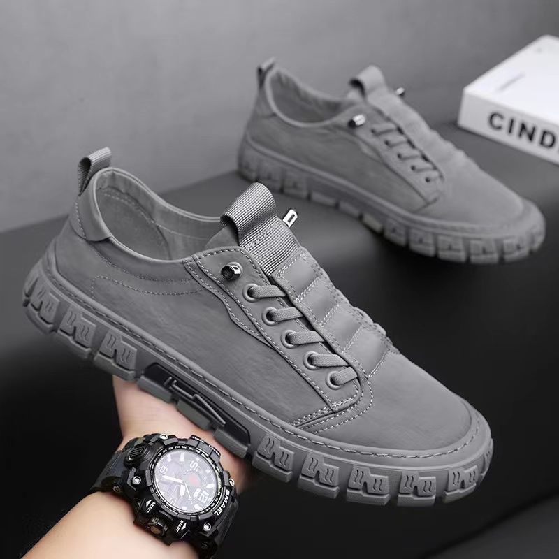 Comfortable men's walking sneakers, durable for everyday wear. Available in green, gray & black. Versatile casual footwear.