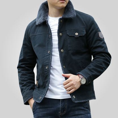 Cozy green men's winter jacket, durable outerwear designed for everyday wear and ultimate warmth in cold weather.